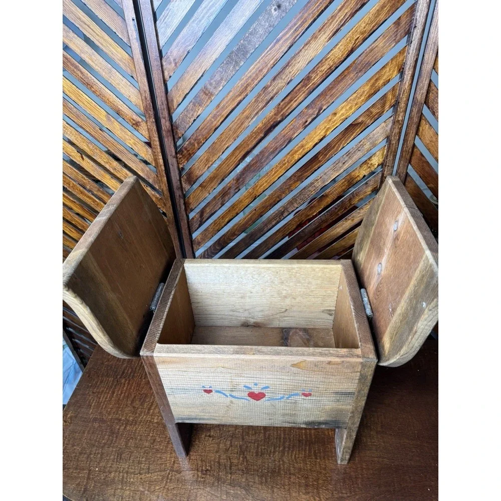 Cottage Core Homemade Wooden Heart Shaped Stool/Foot Stool / Seat with Storage
